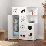 SOGA 10 Cubes White Portable Wardrobe Divide-Grid Modular Storage Organiser Foldable Closet with Doors