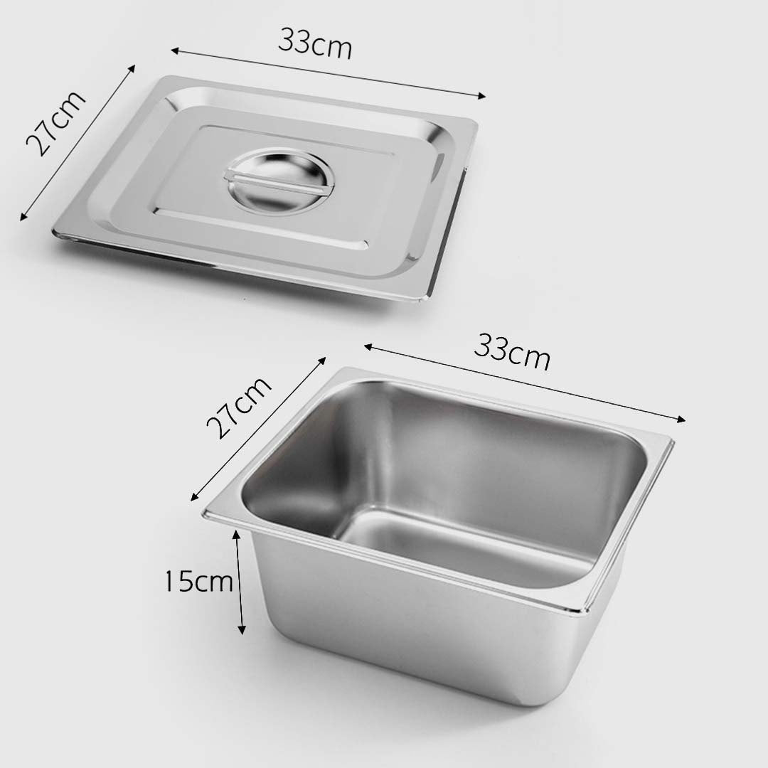 SOGA 6X Gastronorm GN Pan Full Size 1/2 GN Pan 15cm Deep Stainless Steel With Lid