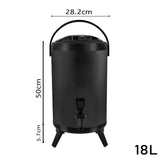 SOGA 18L Stainless Steel Insulated Milk Tea Barrel Hot and Cold Beverage Dispenser Container with Faucet Black