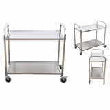 SOGA 2 Tier 75x40x83.5cm Stainless Steel Kitchen Dinning Food Cart Trolley Utility Small