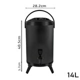 SOGA 2X 14L Stainless Steel Insulated Milk Tea Barrel Hot and Cold Beverage Dispenser Container with Faucet Black