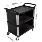 SOGA 2X 3 Tier Covered Food Trolley Food Waste Cart Storage Mechanic Kitchen Black