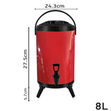 SOGA 2X 8L Stainless Steel Insulated Milk Tea Barrel Hot and Cold Beverage Dispenser Container with Faucet Red