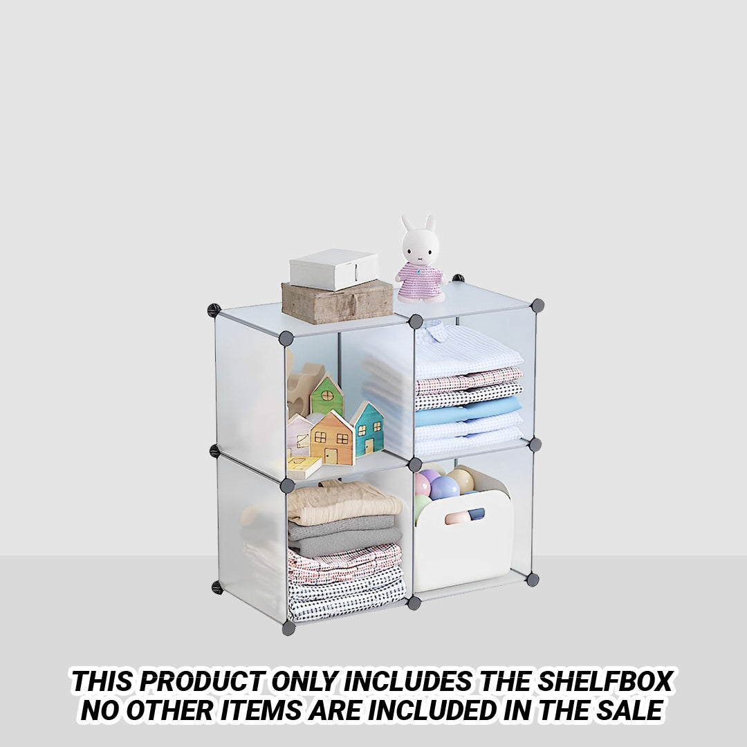 SOGA 2X 4-Cube Transparent Shelf Box Portable Cubby DIY Storage Shelves Modular Closet Organiser