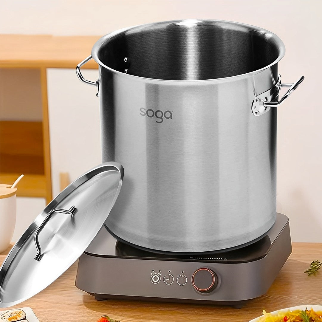 SOGA Stock Pot 17L Top Grade Thick Stainless Steel Stockpot 18/10