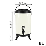 SOGA 2X 8L Stainless Steel Insulated Milk Tea Barrel Hot and Cold Beverage Dispenser Container with Faucet White