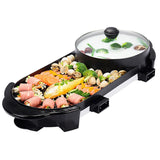 SOGA 2X 2  in 1 Electric Non-Stick BBQ Teppanyaki Grill Plate Steamboat Hotpot 2-8 Person