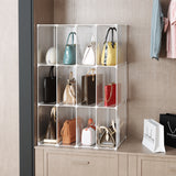 SOGA 3 Tier Multifunctional PP Plastic Bag Box Portable Cubby DIY Storage Shelves Stackable Handbag Purse Organiser