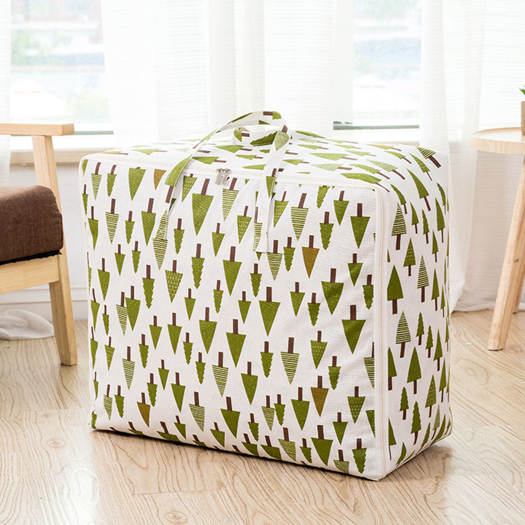 SOGA 2X Green Pine Tree  Medium Storage Luggage Bag Double Zipper Foldable Travel Organiser Essentials