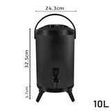 SOGA 10L Stainless Steel Insulated Milk Tea Barrel Hot and Cold Beverage Dispenser Container with Faucet Black