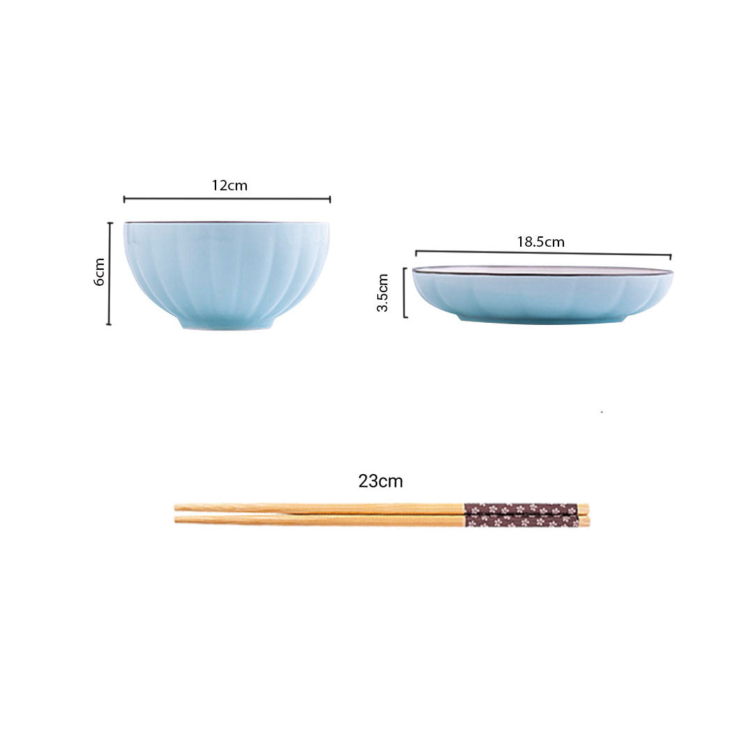 SOGA Blue Japanese Style Ceramic Dinnerware Crockery Soup Bowl Plate Server Kitchen Home Decor Set of 10