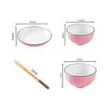 SOGA Pink Japanese Style Ceramic Dinnerware Crockery Soup Bowl Plate Server Kitchen Home Decor Set of 12