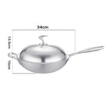 SOGA 2X 18/10 Stainless Steel Fry Pan 34cm Frying Pan Top Grade Skillet with Helper Handle and Lid