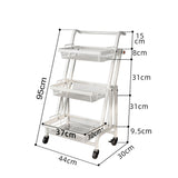 SOGA 3 Tier Steel White Adjustable Kitchen Cart Multi-Functional Shelves Portable Storage Organizer with Wheels