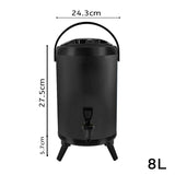 SOGA 2X 8L Stainless Steel Insulated Milk Tea Barrel Hot and Cold Beverage Dispenser Container with Faucet Black