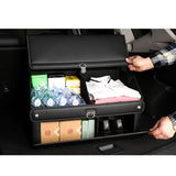 SOGA 56cm Leather Car Boot Collapsible Foldable Trunk Cargo Organizer Portable Storage Box with Lock Black