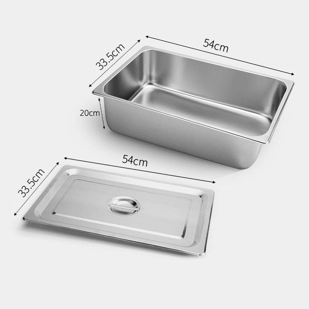 SOGA 6X Gastronorm GN Pan Full Size 1/1 GN Pan 20cm Deep Stainless Steel Tray With Lid