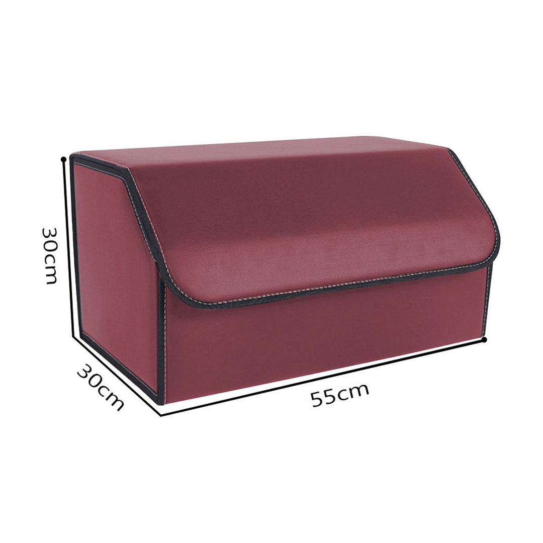 SOGA 2X Leather Car Boot Collapsible Foldable Trunk Cargo Organizer Portable Storage Box Red Large