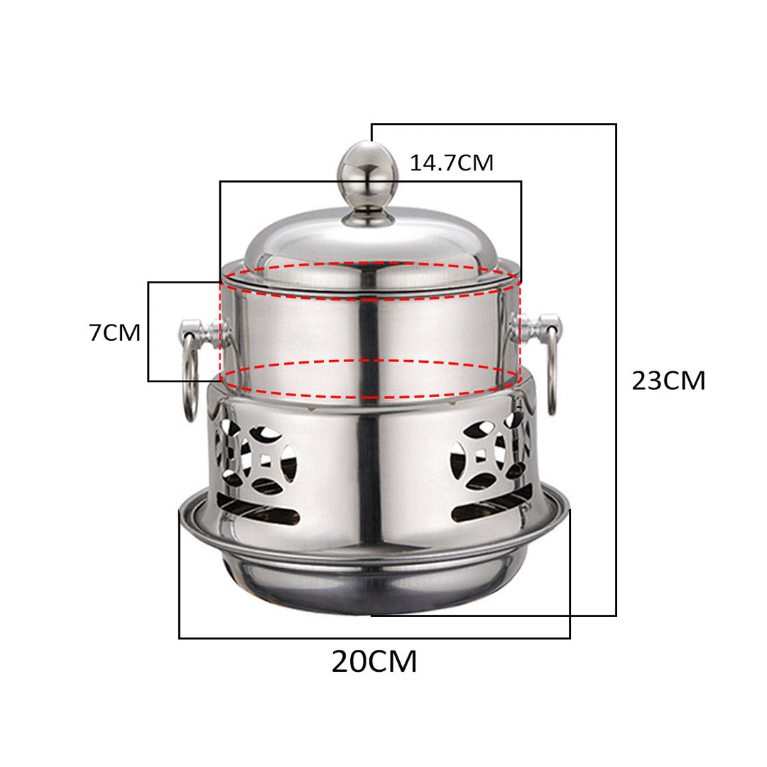 SOGA 2X Stainless Steel Mini Asian Buffet Hot Pot Single Person Shabu Alcohol Stove Burner with Lid