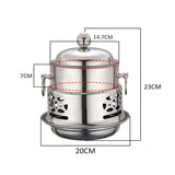 SOGA 2X Stainless Steel Mini Asian Buffet Hot Pot Single Person Shabu Alcohol Stove Burner with Lid