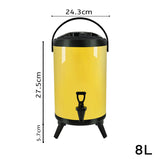 SOGA 2X 8L Stainless Steel Insulated Milk Tea Barrel Hot and Cold Beverage Dispenser Container with Faucet Yellow