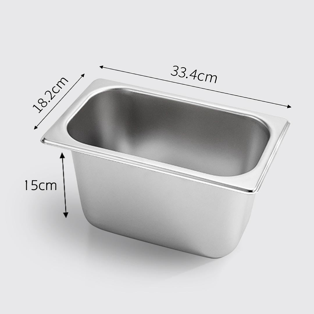 SOGA Gastronorm GN Pan Full Size 1/3 GN Pan 15cm Deep Stainless Steel Tray