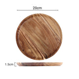 SOGA 2X 20cm Brown Round Wooden Centerpiece Serving Tray Board Home Decor