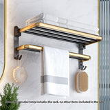 SOGA 2X 62cm Wall-Mounted Double Pole Towel Holder Bathroom Organiser Rail Hanger with Hooks