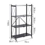 SOGA 4 Tier Steel Black Foldable Kitchen Cart Multi-Functional Shelves Portable Storage Organizer with Wheels