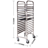 SOGA Gastronorm Trolley 15 Tier Stainless Steel with Aluminum Baking Pan Cooking Tray for Bakers