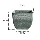 SOGA 2X 32cm Green Grey Square Resin Plant Flower Pot in Cement Pattern Planter Cachepot for Indoor Home Office