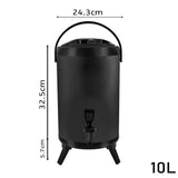 SOGA 2X 10L Stainless Steel Insulated Milk Tea Barrel Hot and Cold Beverage Dispenser Container with Faucet Black