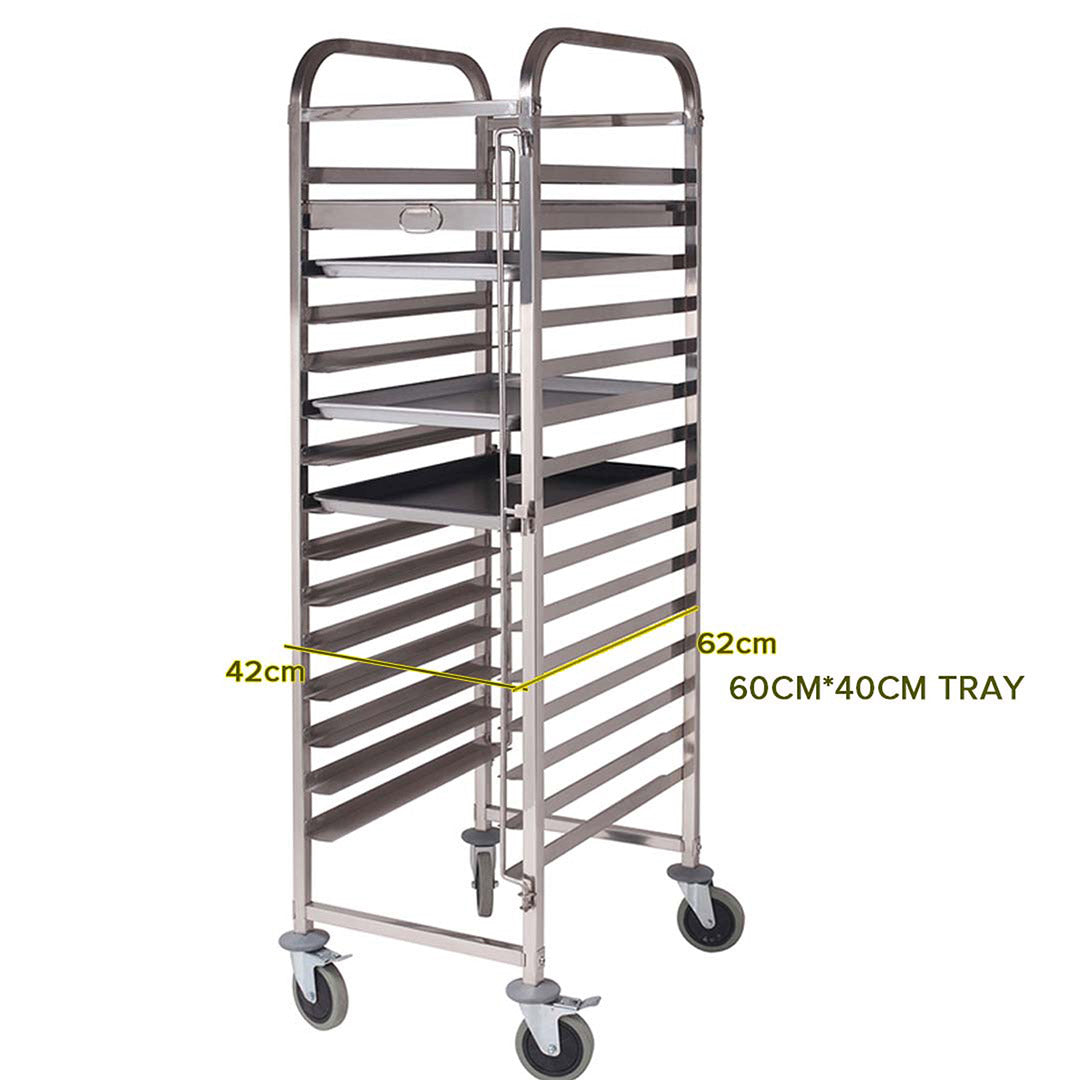 SOGA Gastronorm Trolley 16 Tier Stainless Steel with Aluminum Baking Pan Cooking Tray for Bakers