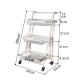 SOGA 2X 3 Tier Steel White Adjustable Kitchen Cart Multi-Functional Shelves Portable Storage Organizer with Wheels