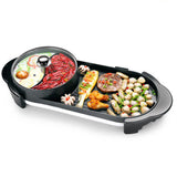 SOGA 2X 2  in 1 Electric Non-Stick BBQ Teppanyaki Grill Plate Steamboat Hotpot 2-8 Person