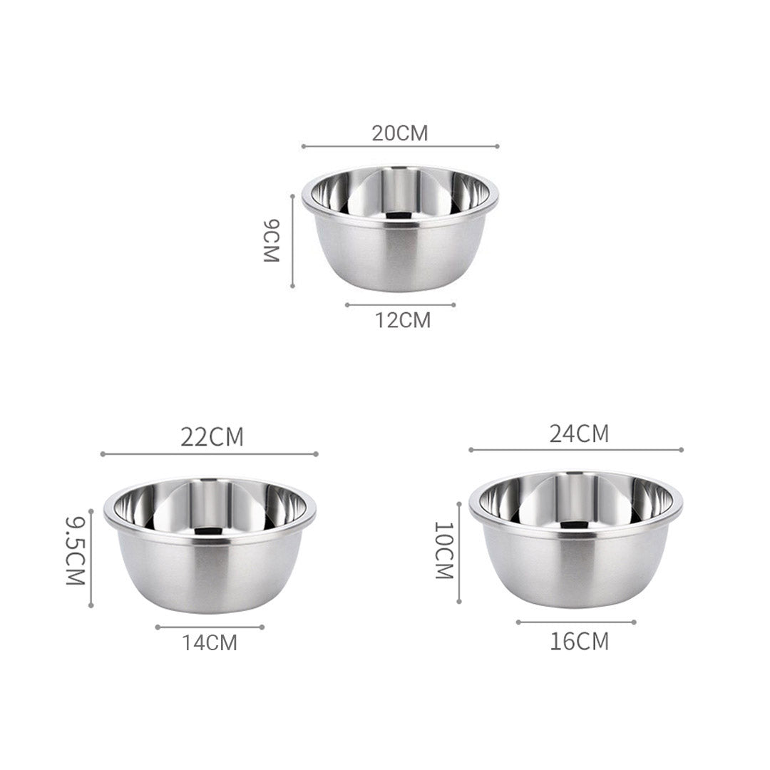 SOGA 2X Stainless Steel Nesting Basin Colander Perforated Kitchen Sink Washing Bowl Metal Basket Strainer Set of 3