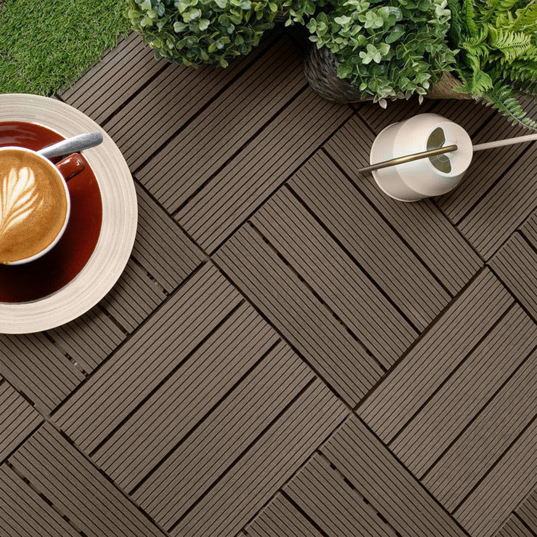 SOGA 2X 11 pcs Dark Chocolate DIY Wooden Composite Decking Tiles Garden Outdoor Backyard Flooring Home Decor