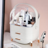 SOGA 29cm White Countertop Makeup Cosmetic Storage Organiser Skincare Holder Jewelry Storage Box with Handle