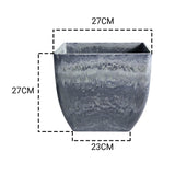 SOGA 27cm Weathered Grey Square Resin Plant Flower Pot in Cement Pattern Planter Cachepot for Indoor Home Office