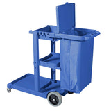 SOGA 2X 3 Tier Multifunction Janitor Cleaning Waste Cart Trolley and Waterproof Bag Blue