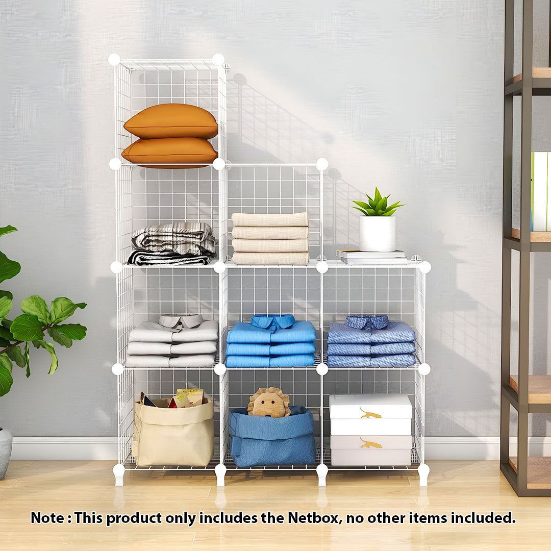 SOGA 2X White Portable 9-Cube 3 Column Storage Organiser Foldable DIY Modular Grid Space Saving Shelf 149cm