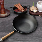 SOGA 2X 31cm Commercial Cast Iron Wok Round Bottom FryPan Home Cooking Skillet