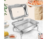 SOGA Stainless Steel Rectangular Chafing Dish Tray Buffet Cater Food Warmer Chafer with Top Lid