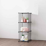 SOGA 2X Black Portable 3 Tier Cube Storage Organiser Foldable DIY Modular Grid Space Saving Shelf