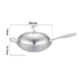 SOGA 2X 18/10 Stainless Steel Fry Pan 36cm Frying Pan Top Grade Skillet with Helper Handle and Lid