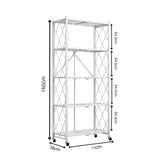 SOGA 5 Tier Steel White Foldable Kitchen Cart Multi-Functional Shelves Portable Storage Organizer with Wheels