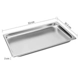 SOGA 4X Gastronorm GN Pan Full Size 1/1 GN Pan 2cm Deep Stainless Steel Tray