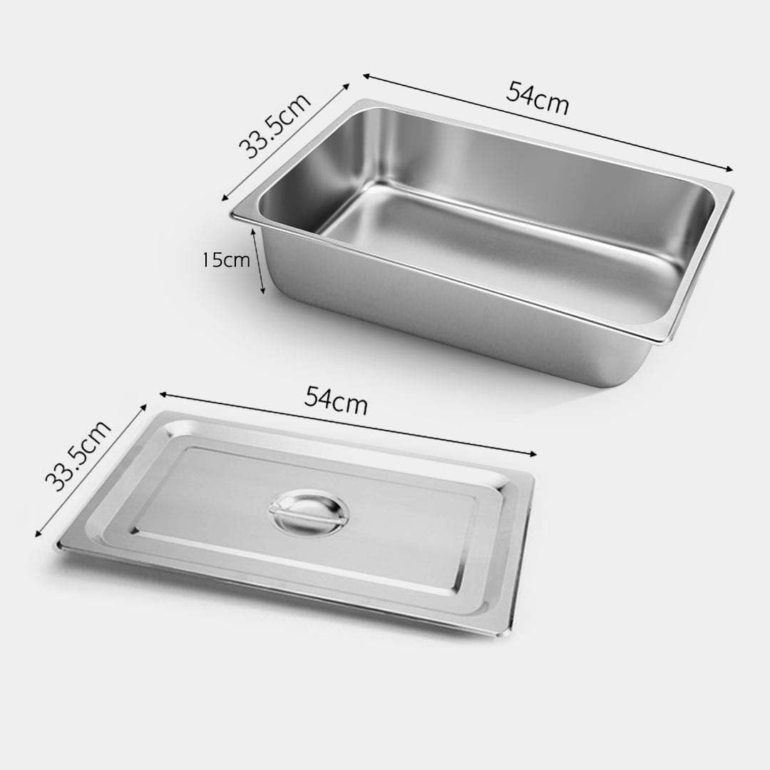 SOGA Gastronorm GN Pan Full Size 1/1 GN Pan 15cm Deep Stainless Steel Tray With Lid