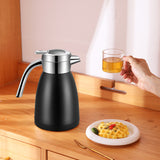 SOGA 1.2L Stainless Steel Kettle Insulated Vacuum Flask Water Coffee Jug Thermal Black