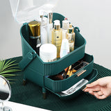 SOGA 29cm Green Countertop Makeup Cosmetic Storage Organiser Skincare Holder Jewelry Storage Box with Handle